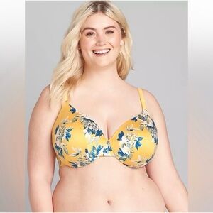 Cacique Yellow Floral Underwire Bra- Size 40DD